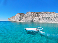 Boat on crystal clear water